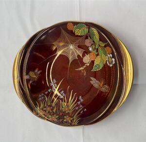 Carlton Ware Rouge Royale Spider Web Dragonfly Bowl 4243 Art Deco 10" EUC Vtg